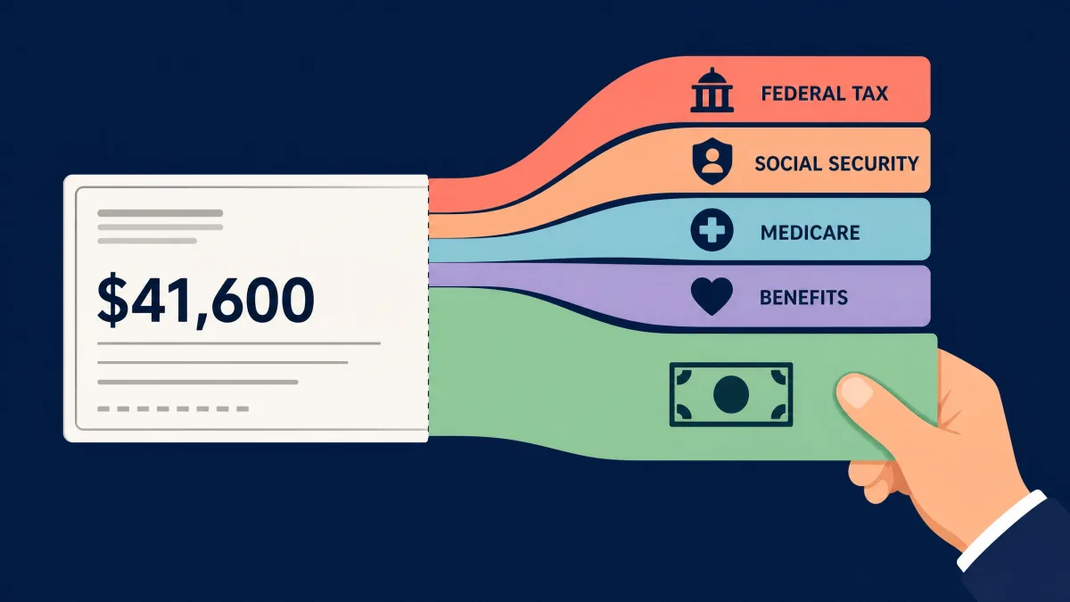 Paycheck deductions that reduce $20 an hour gross pay to take-home pay