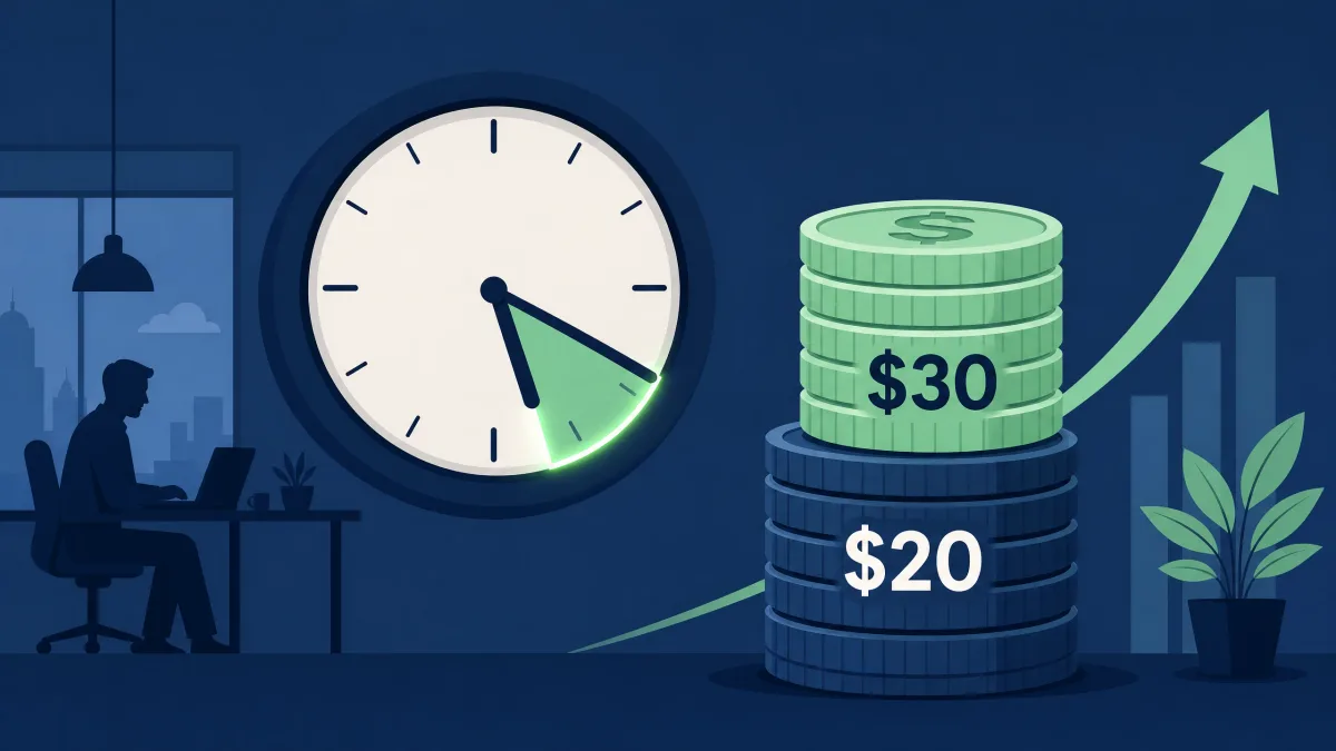 Time-and-a-half overtime at $20 an hour raises the rate to $30 an hour