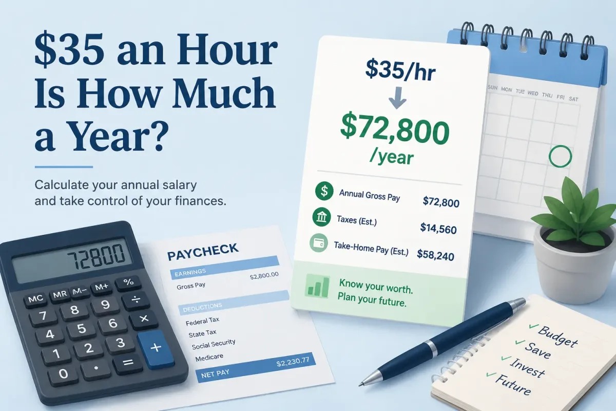 $35 an hour converted to a $72,800 yearly salary