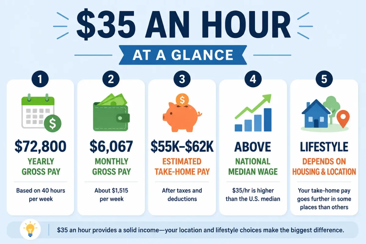 At-a-glance summary of what $35 an hour means per year and after taxes