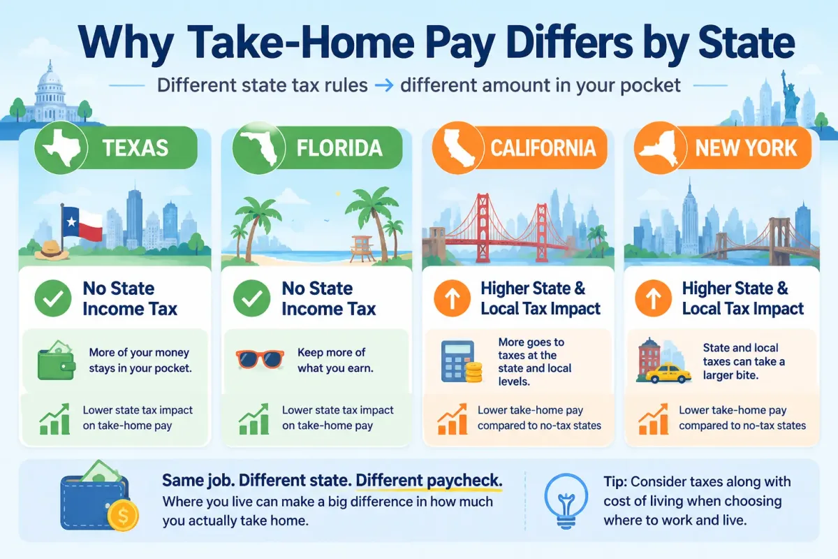 State tax comparison showing why $35 an hour take-home pay varies by location