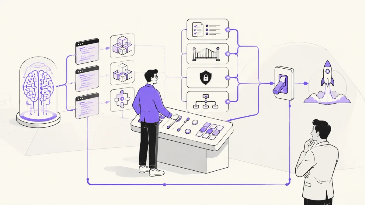 Engineer controlling and taking ownership of an AI-assisted software system
