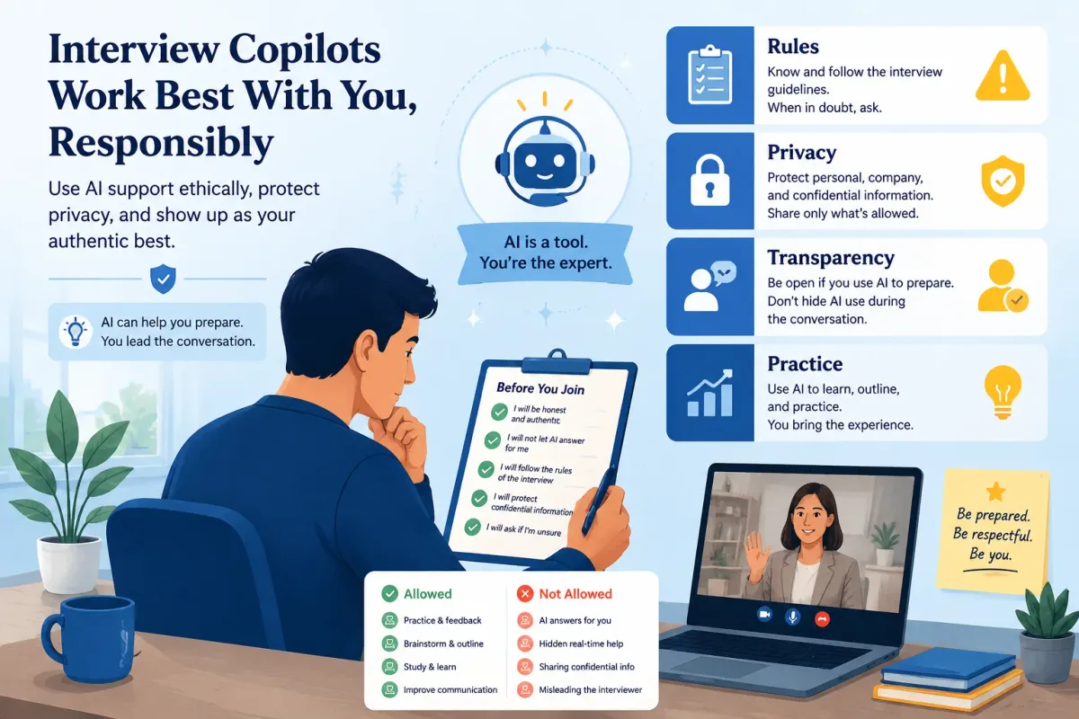 Responsible use checklist for AI interview copilots during interviews