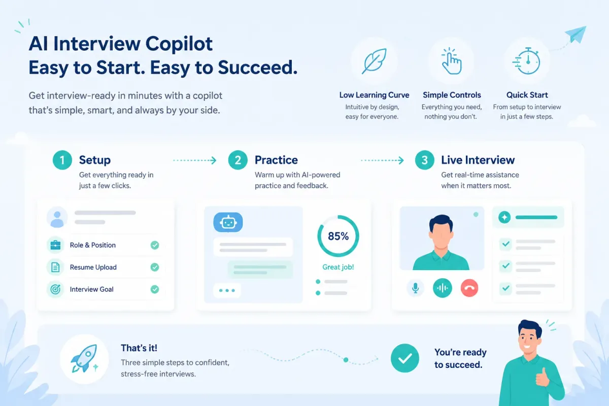 Simple onboarding flow for using an AI interview copilot