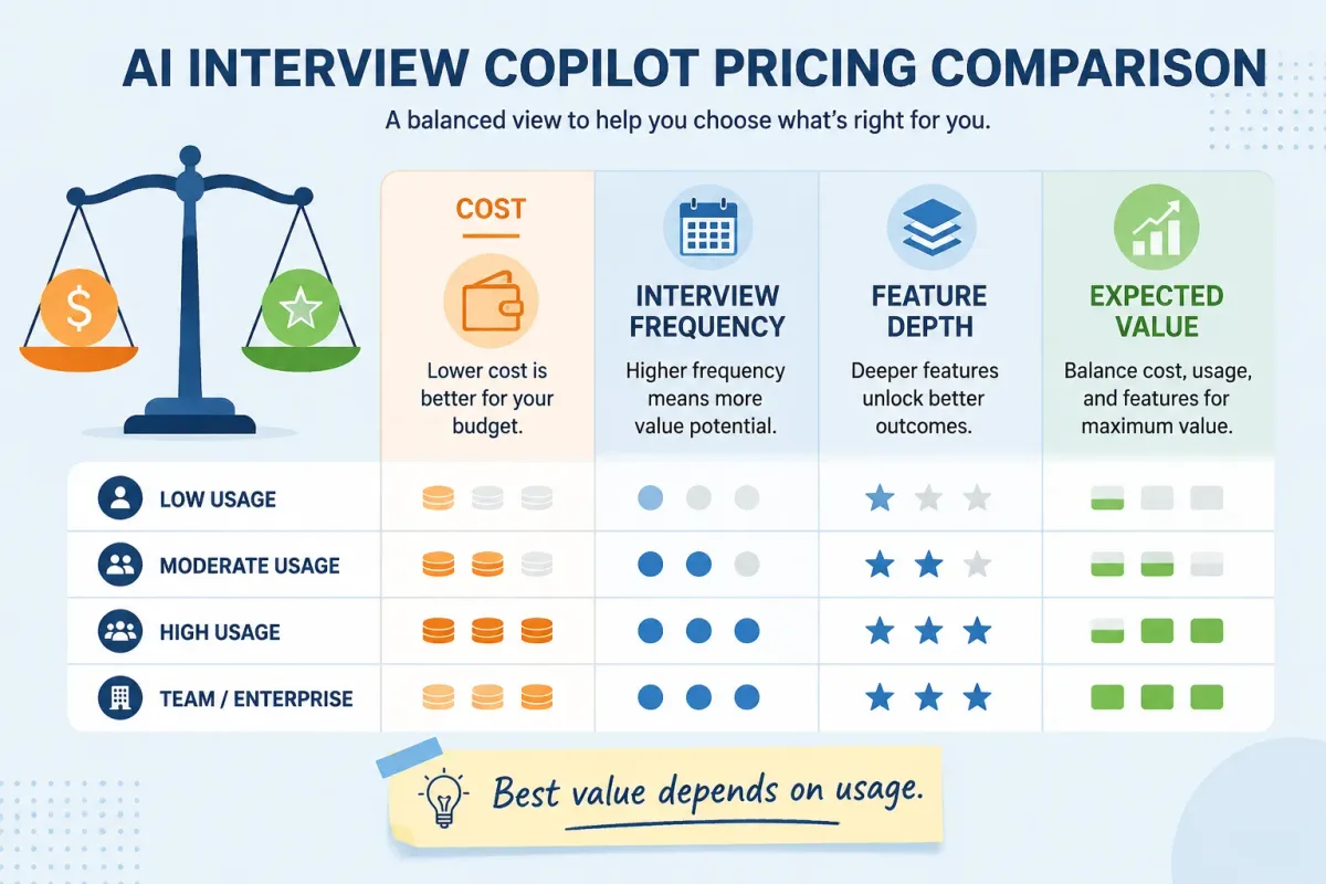 Pricing and value framework for choosing an AI interview copilot