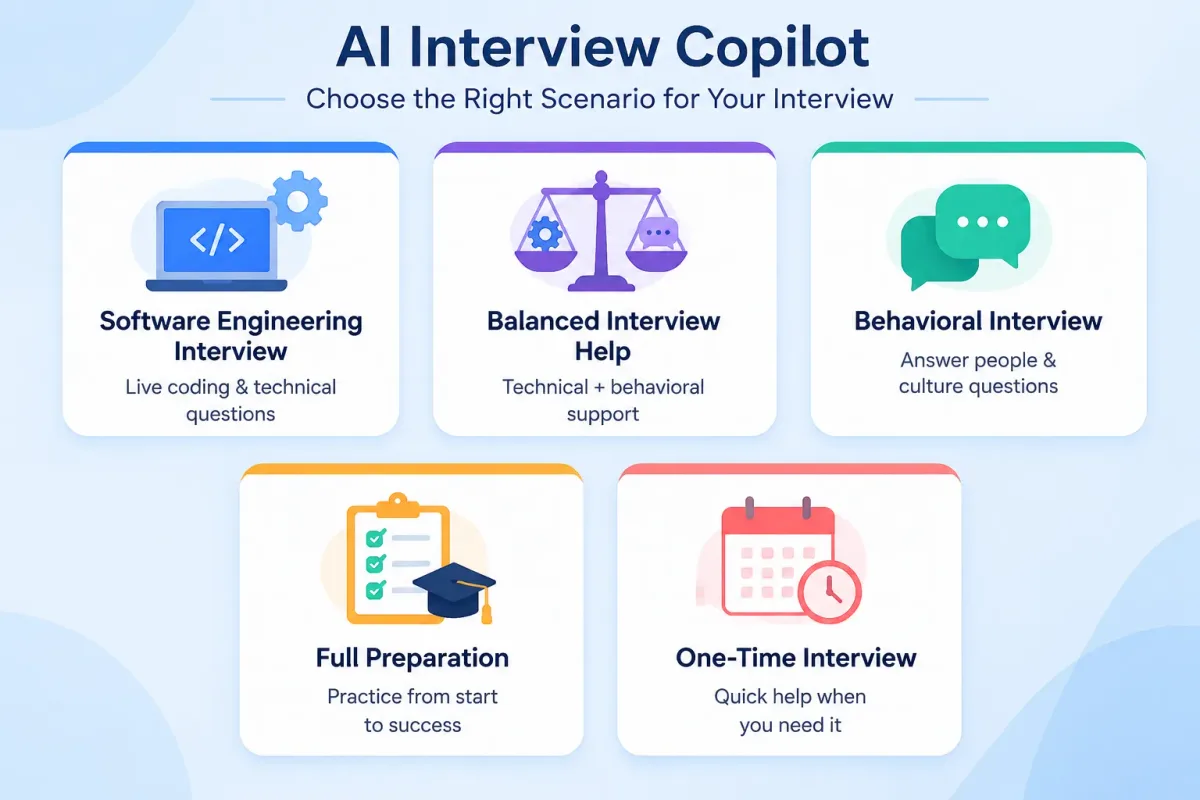 Real interview scenarios for choosing the right AI interview copilot type