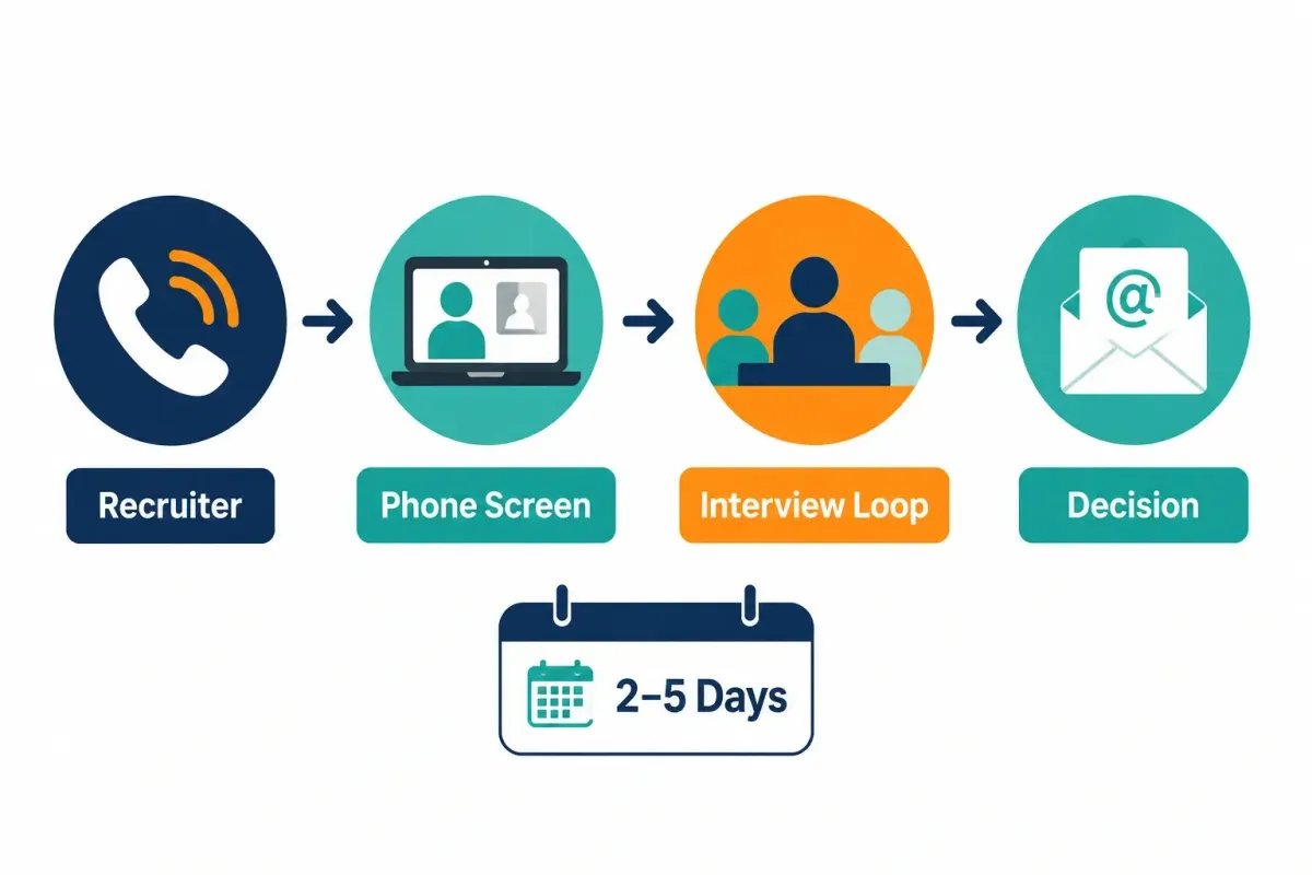 Amazon interview process from recruiter contact through phone screen, interview loop, and decision