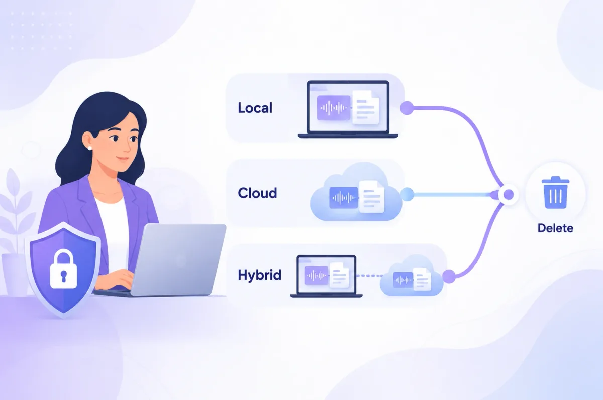 Local, cloud, and hybrid data processing for Mac interview assistants