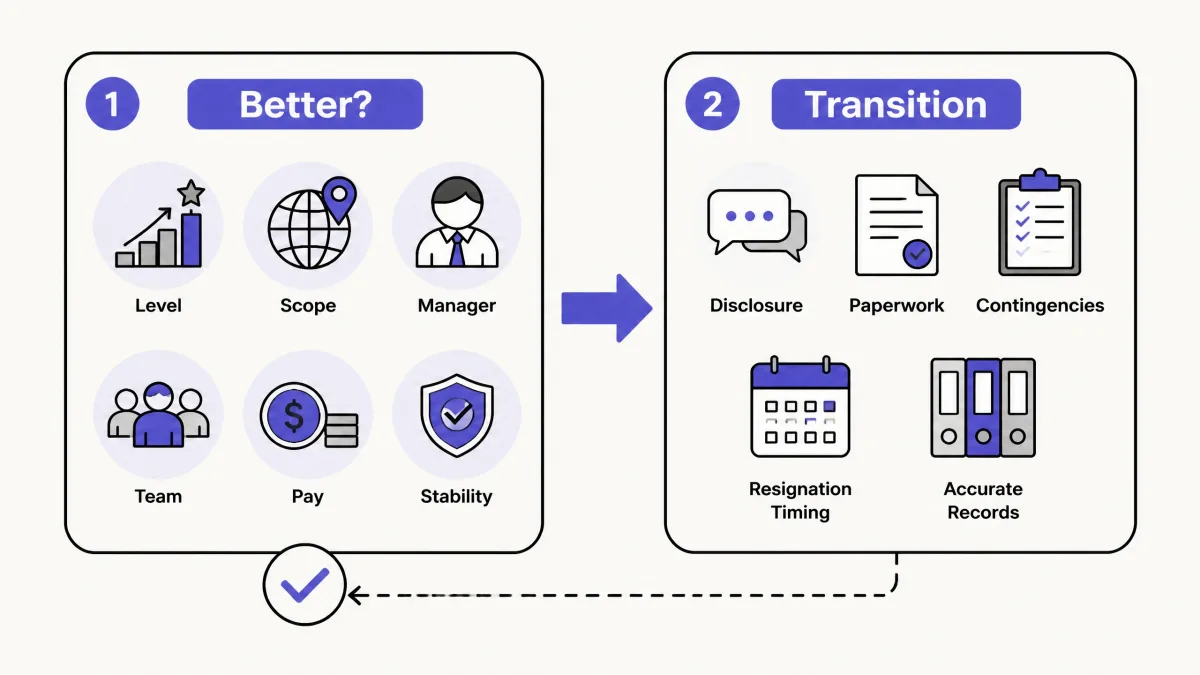 Two separate decisions for evaluating a better offer and planning a safe transition