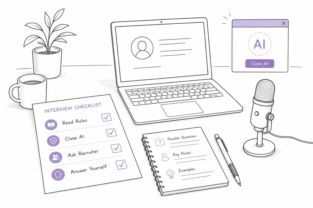 Pre-interview checklist for reviewing AI rules before an Amazon interview.