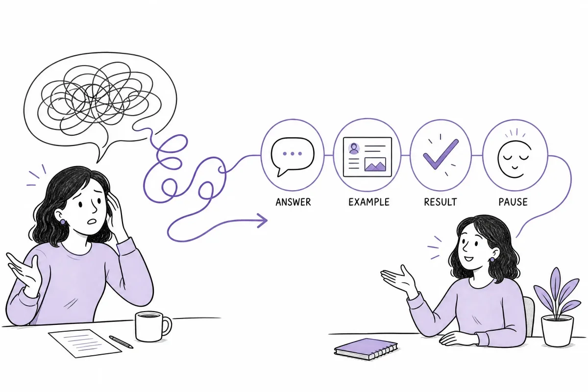 How to replace a rambling interview answer with an answer, example, result, and pause