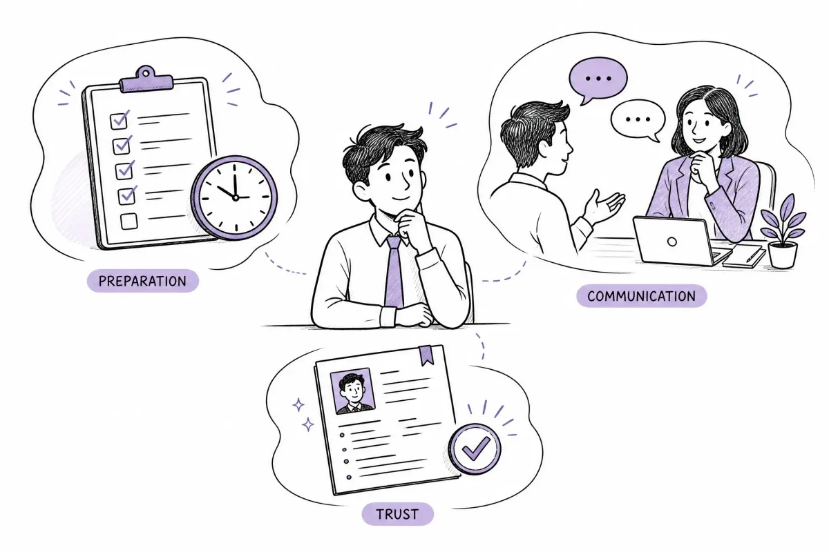 Three types of job interview mistakes: preparation, communication, and trust risks
