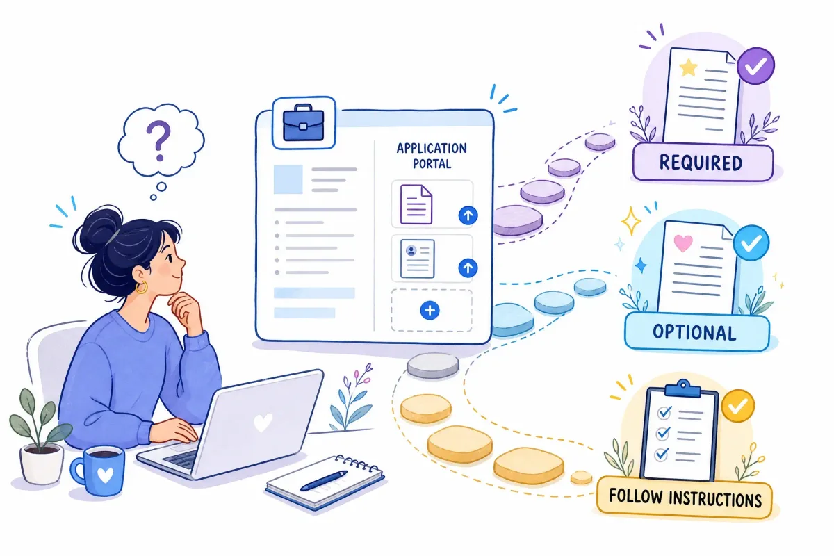 Decision illustration showing when a cover letter is required, optional, or governed by employer instructions