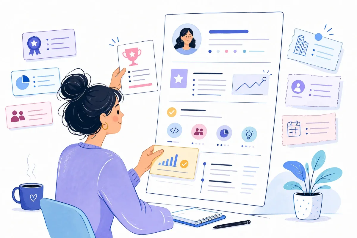 Job seeker organizing selected experience, skills, and accomplishments into a structured resume