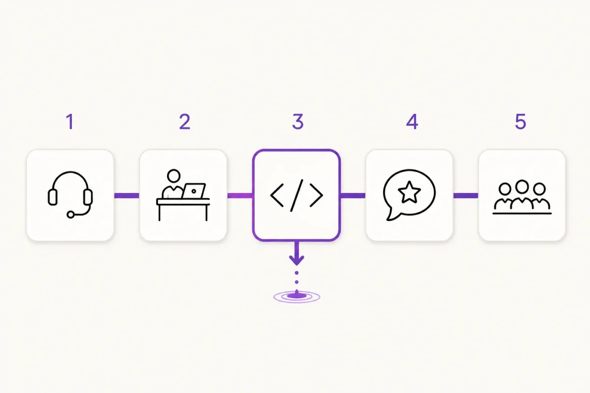 Five interview stages showing where to locate the earliest repeated exit point