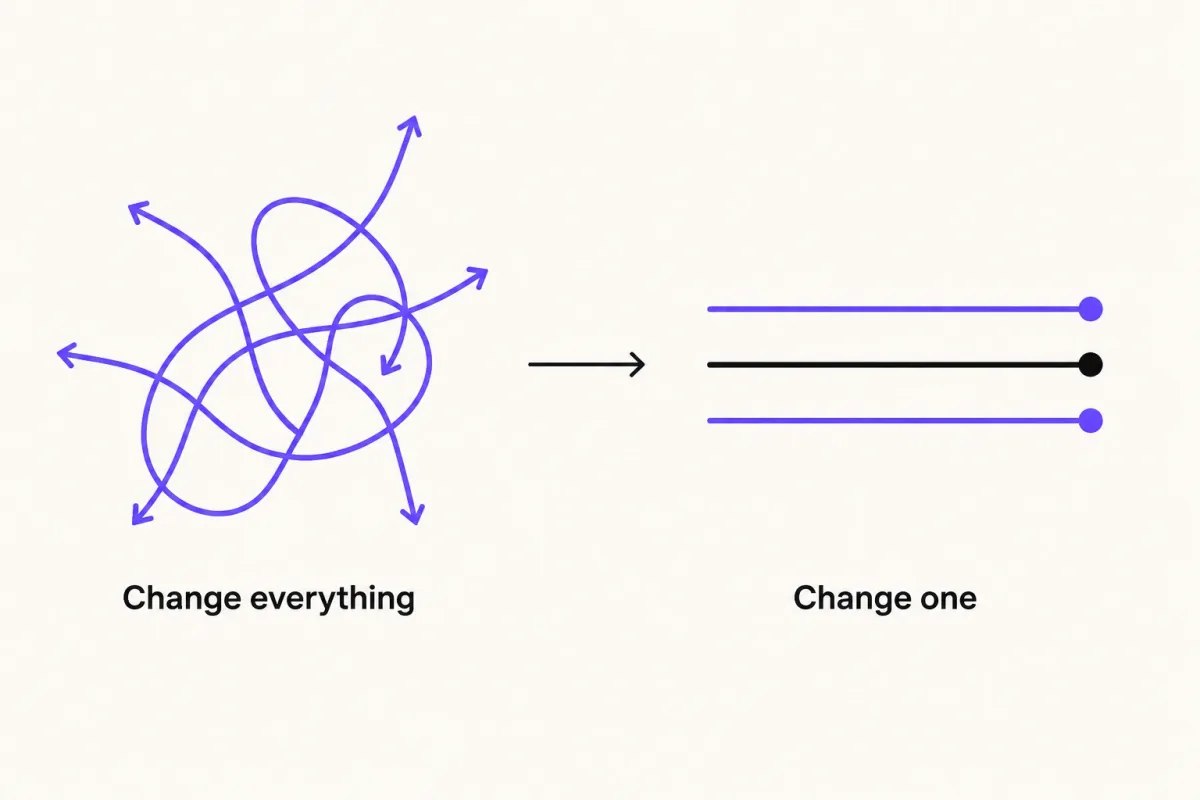 Changing one variable across three comparable interviews instead of changing everything at once