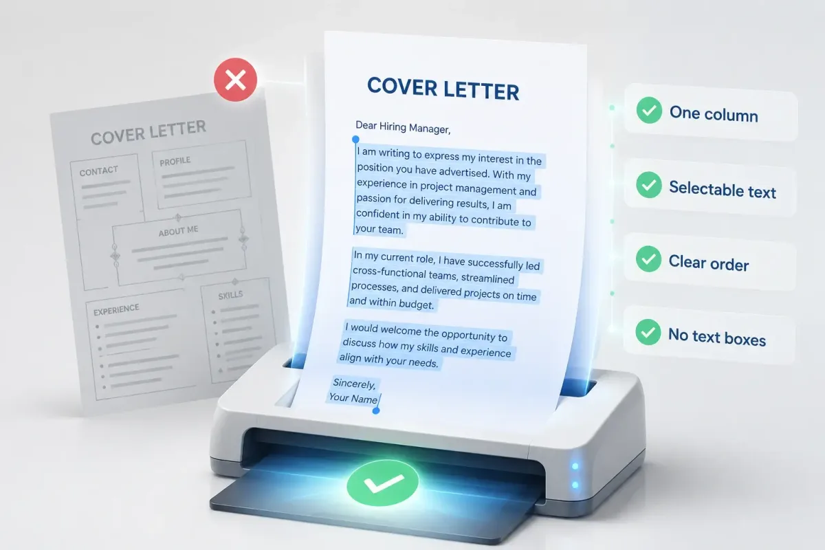 Machine-readable Google Docs cover letter layout for application systems