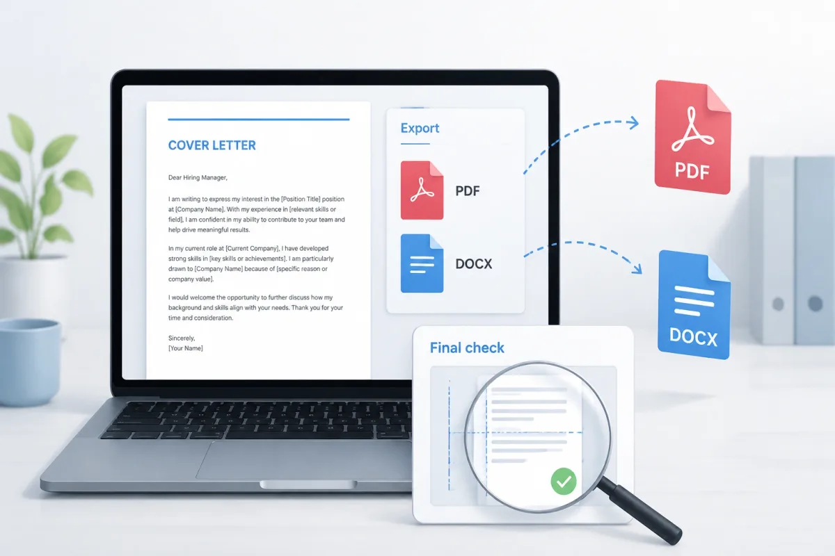 Exporting a Google Docs cover letter as PDF or DOCX