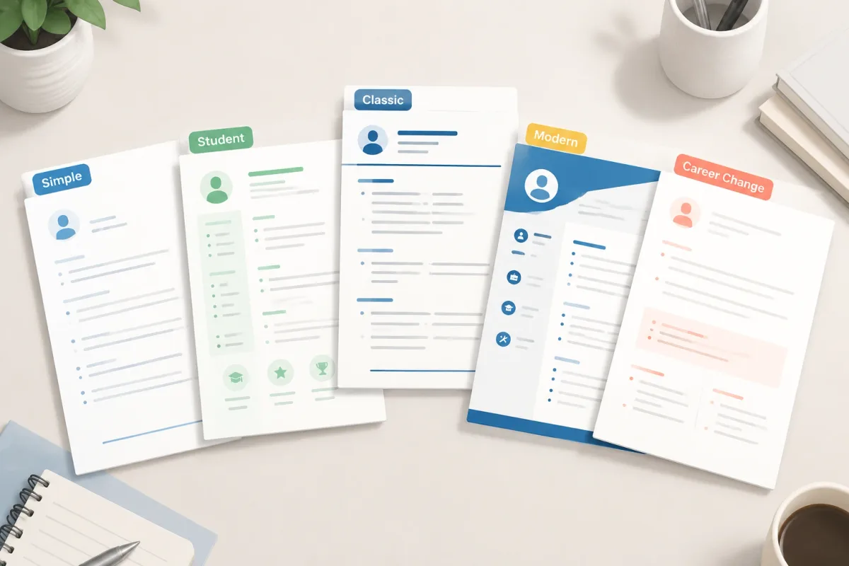 Five Google Docs cover letter template styles for different applicants