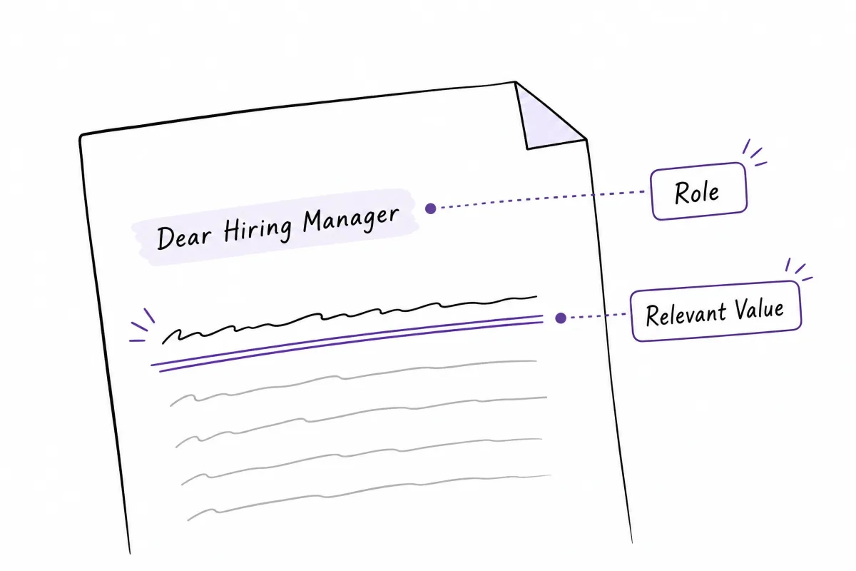 Cover letter opening that connects a professional greeting with the role and relevant value