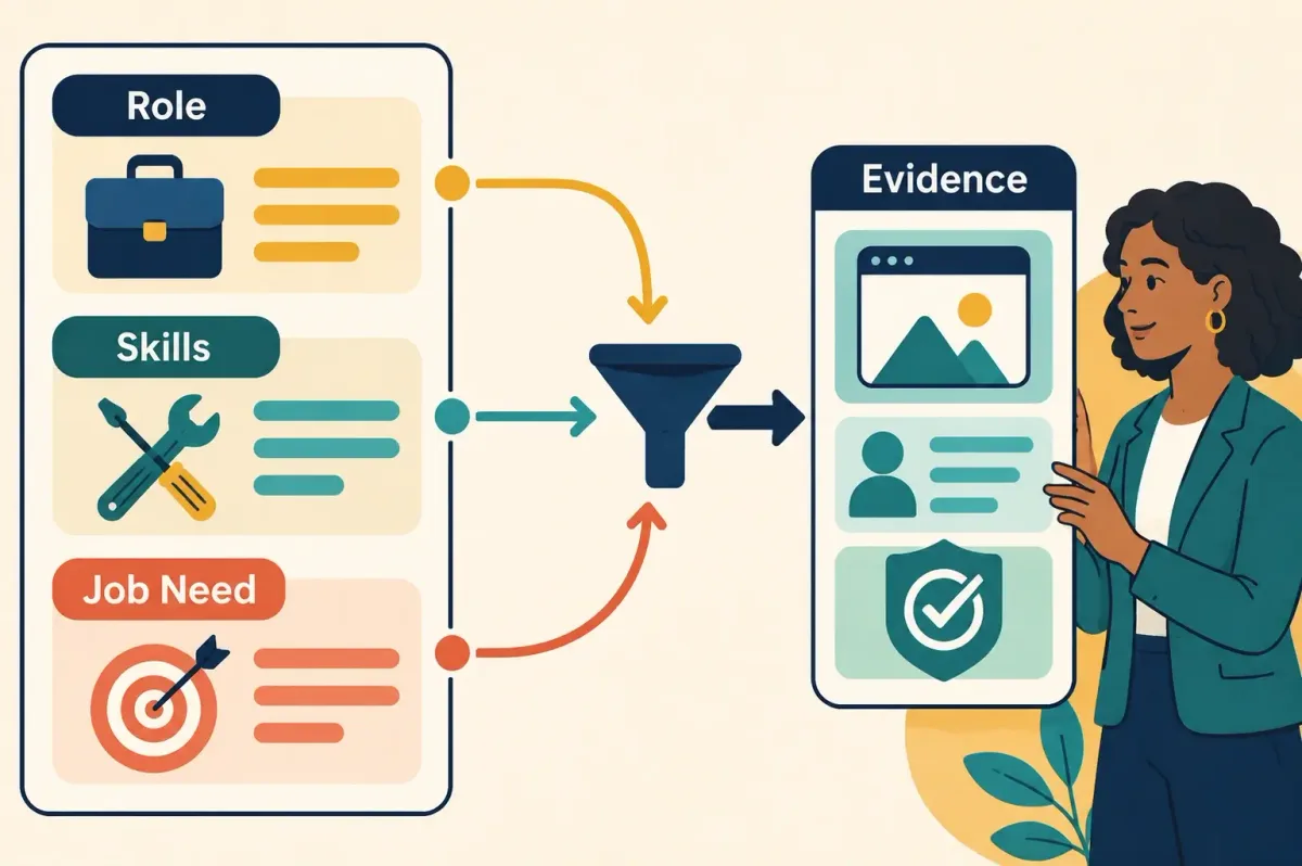 Job responsibilities, skills and hiring needs being matched to candidate evidence.