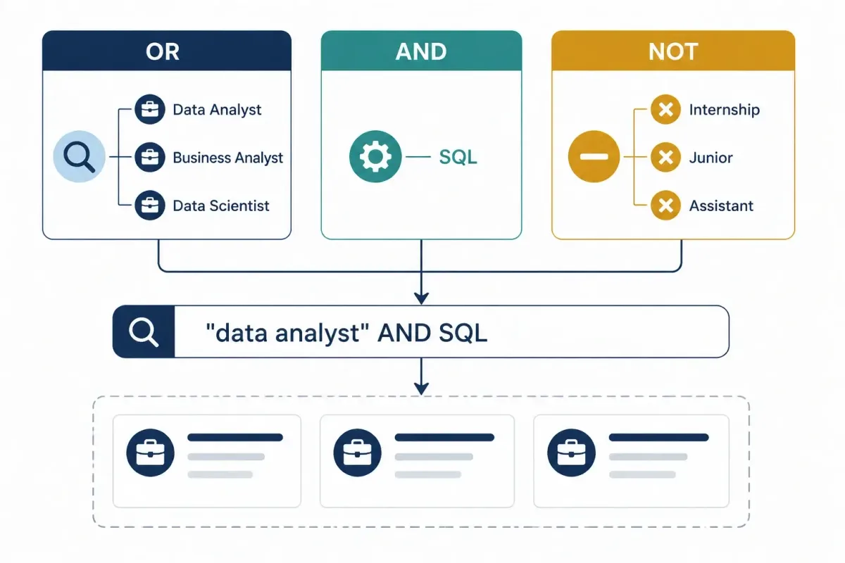 Boolean job search using AND, OR, and NOT to improve LinkedIn search results