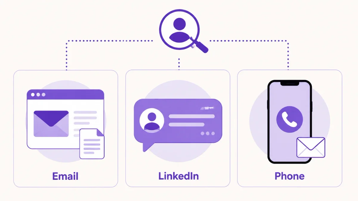 Comparison of email, LinkedIn, and phone as job application follow-up channels chosen by reachability