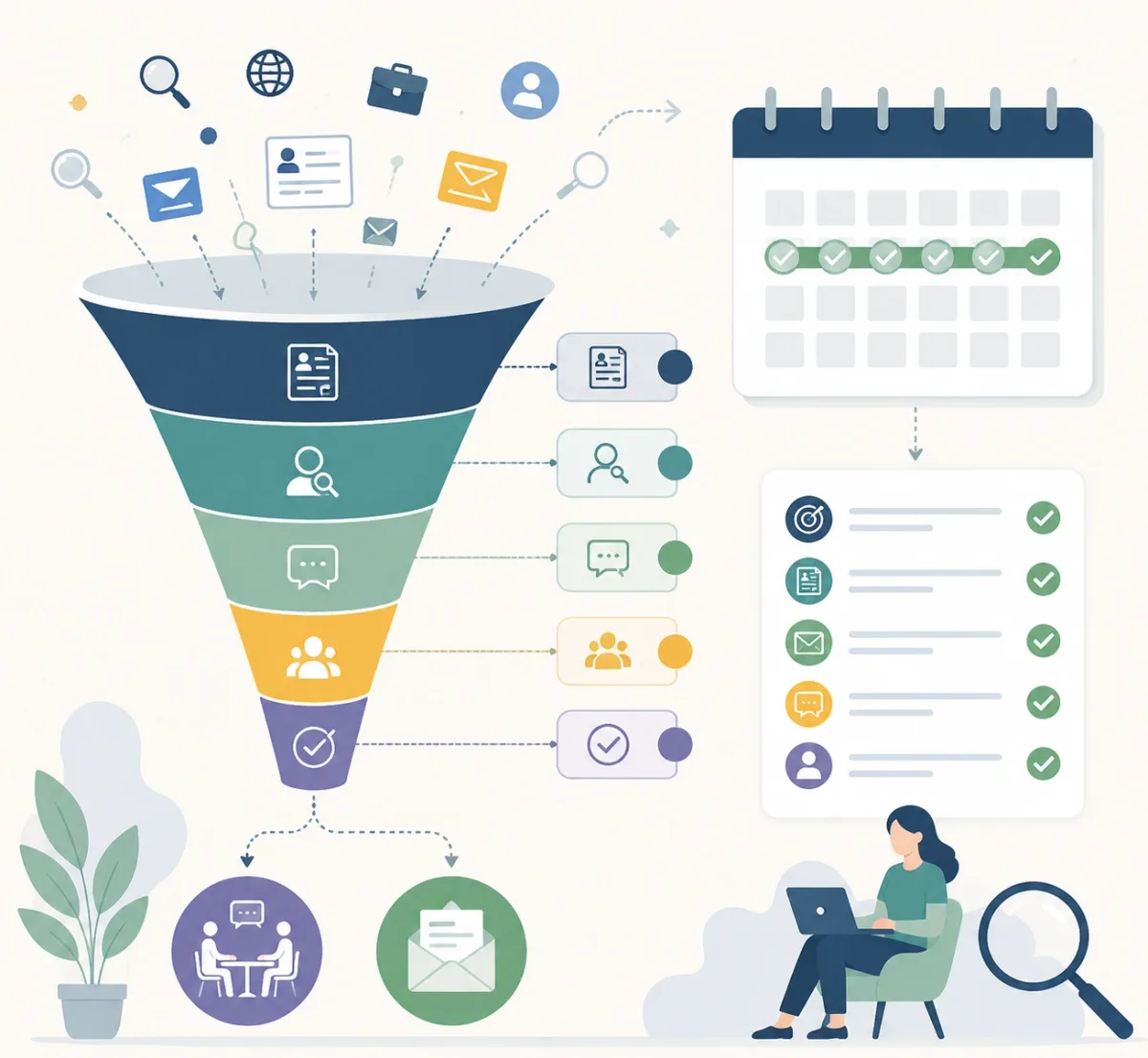 Job search funnel and 30-day action plan for improving applications over time