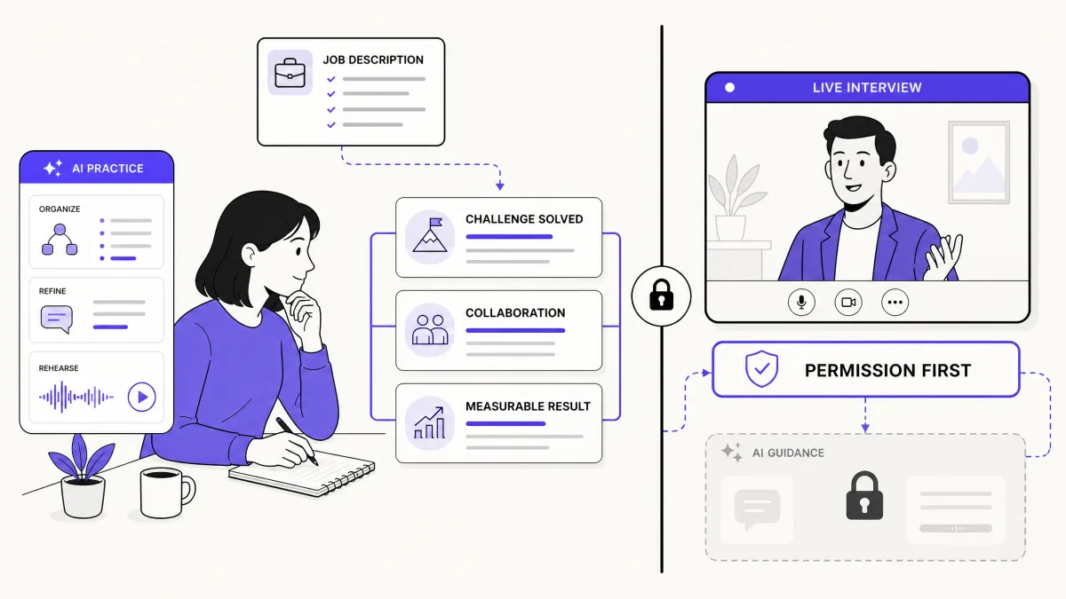 Candidate turning job-description requirements into interview evidence while respecting AI-use permission