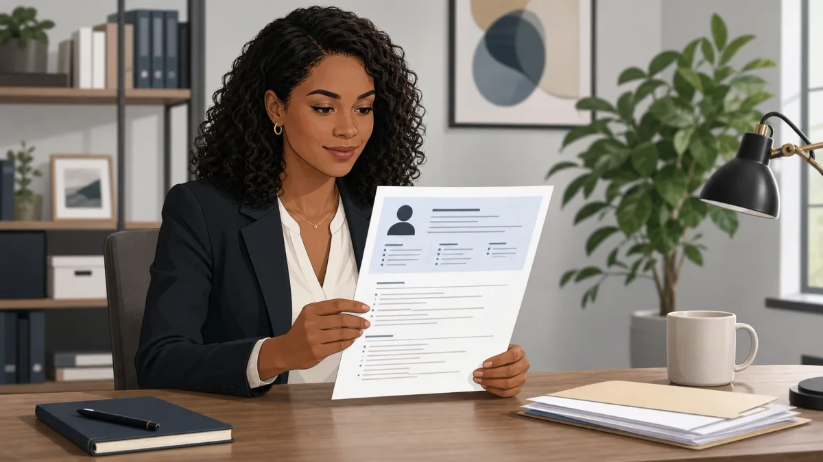 Recruiter performing a first-pass scan of a resume