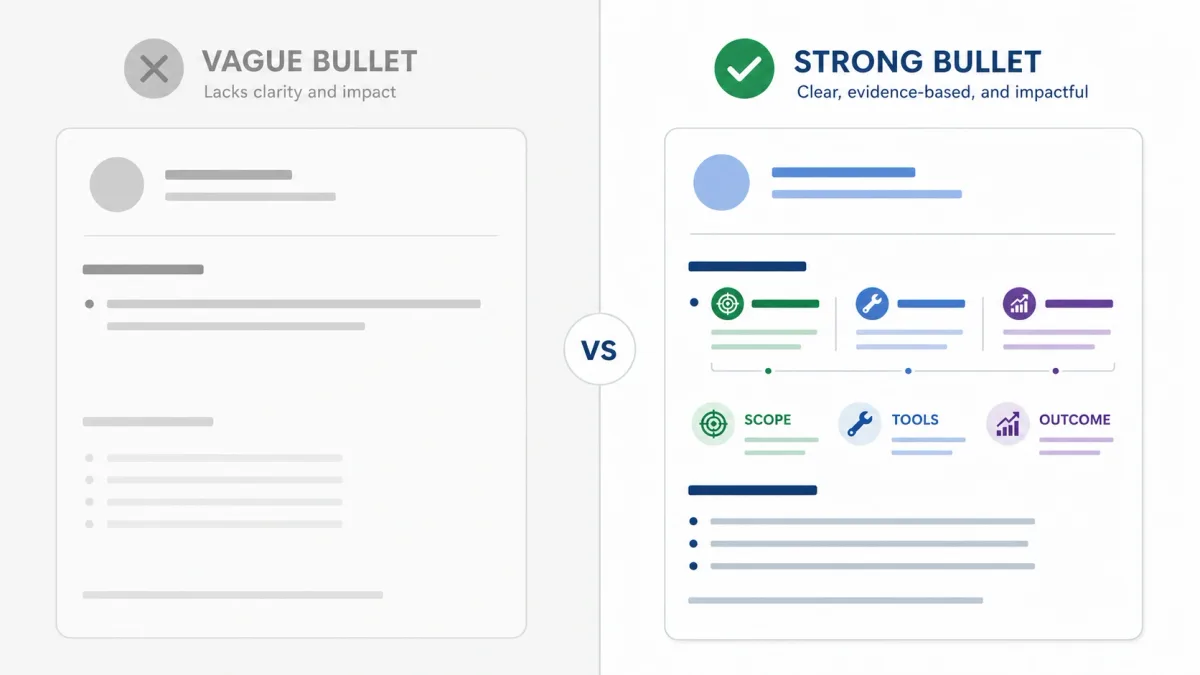 Vague resume bullet compared with an evidence-based bullet