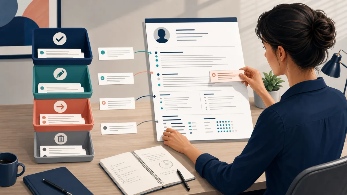 Sorting resume content by relevance and strength