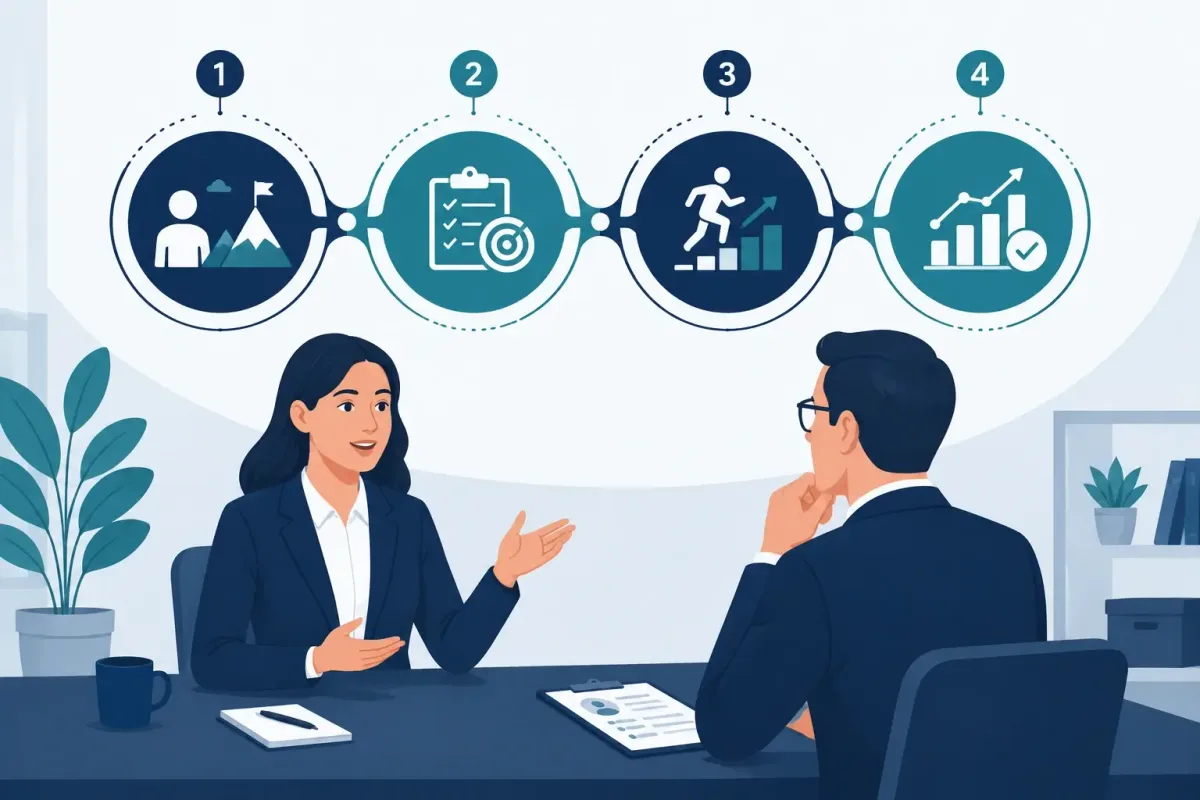 STAR interview method connecting situation, task, action and result