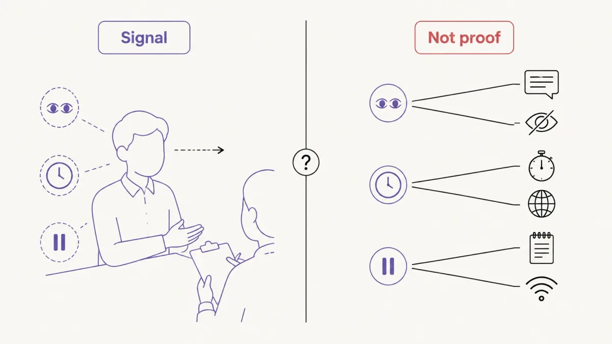Observable interview behaviors have innocent explanations and do not prove AI use