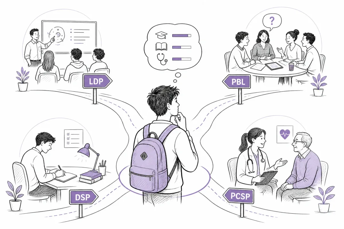 Applicant comparing LECOM learning pathways using evidence from past learning experiences