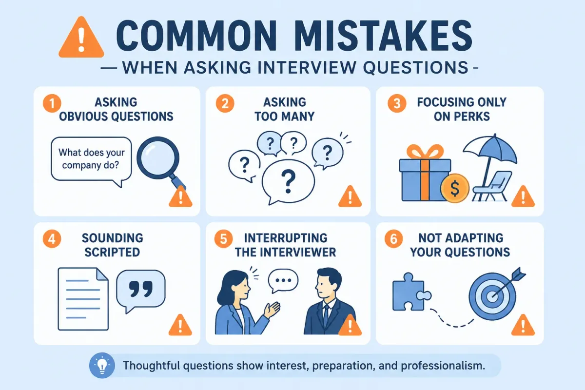 Common mistakes to avoid when asking questions in an interview