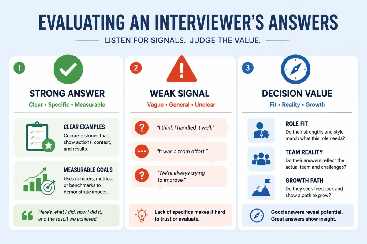 Framework for evaluating strong and weak interviewer answers