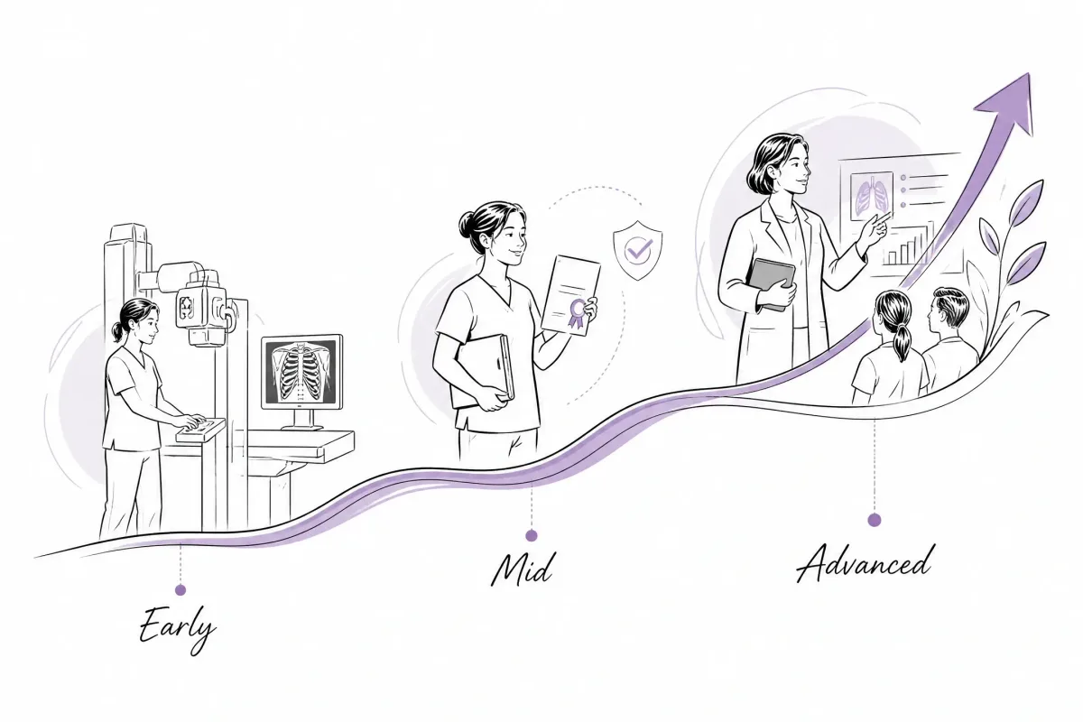 Career progression from an early-career rad tech to experienced and advanced professional roles