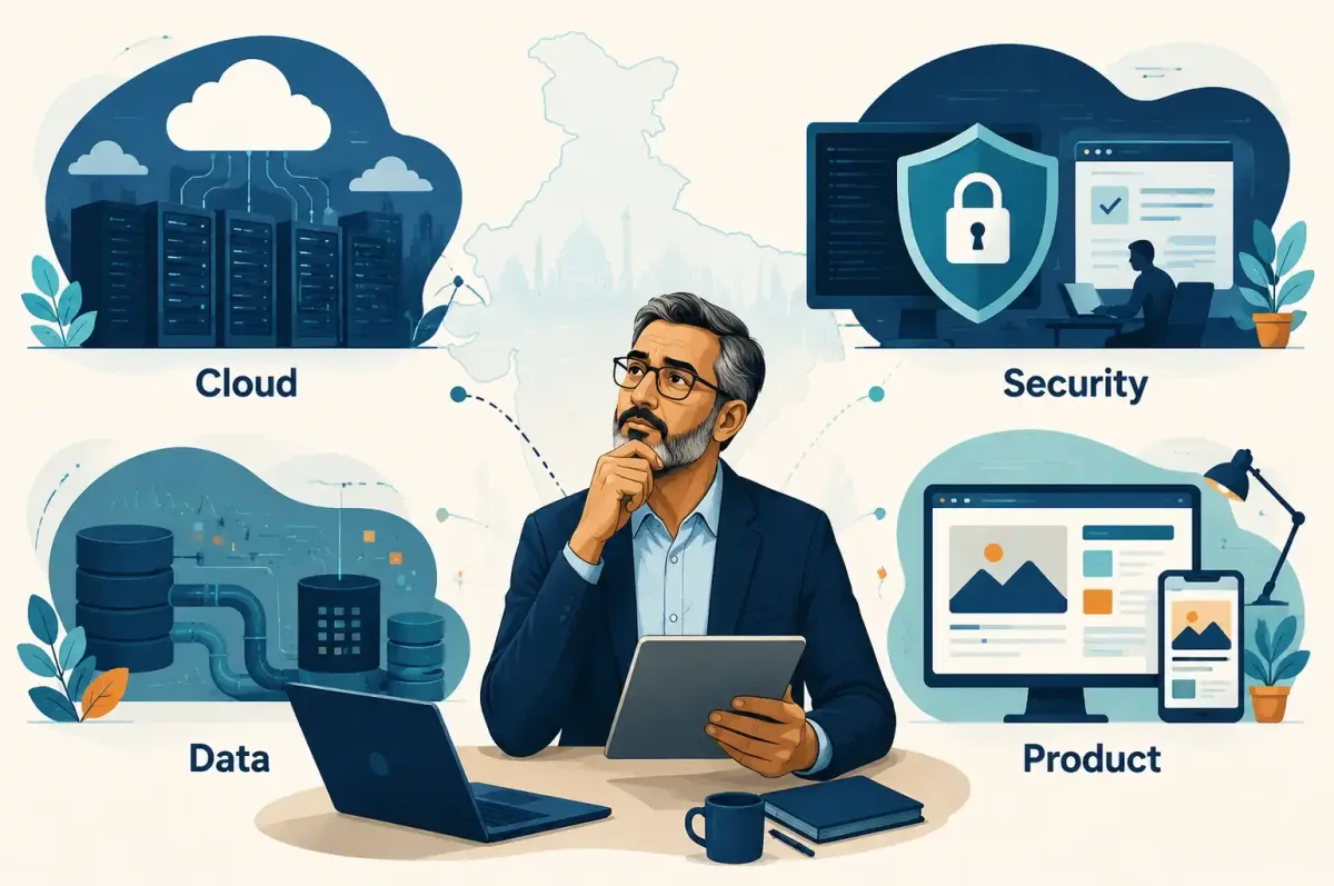 Returning technology professional evaluating cloud, security, data and product roles in India