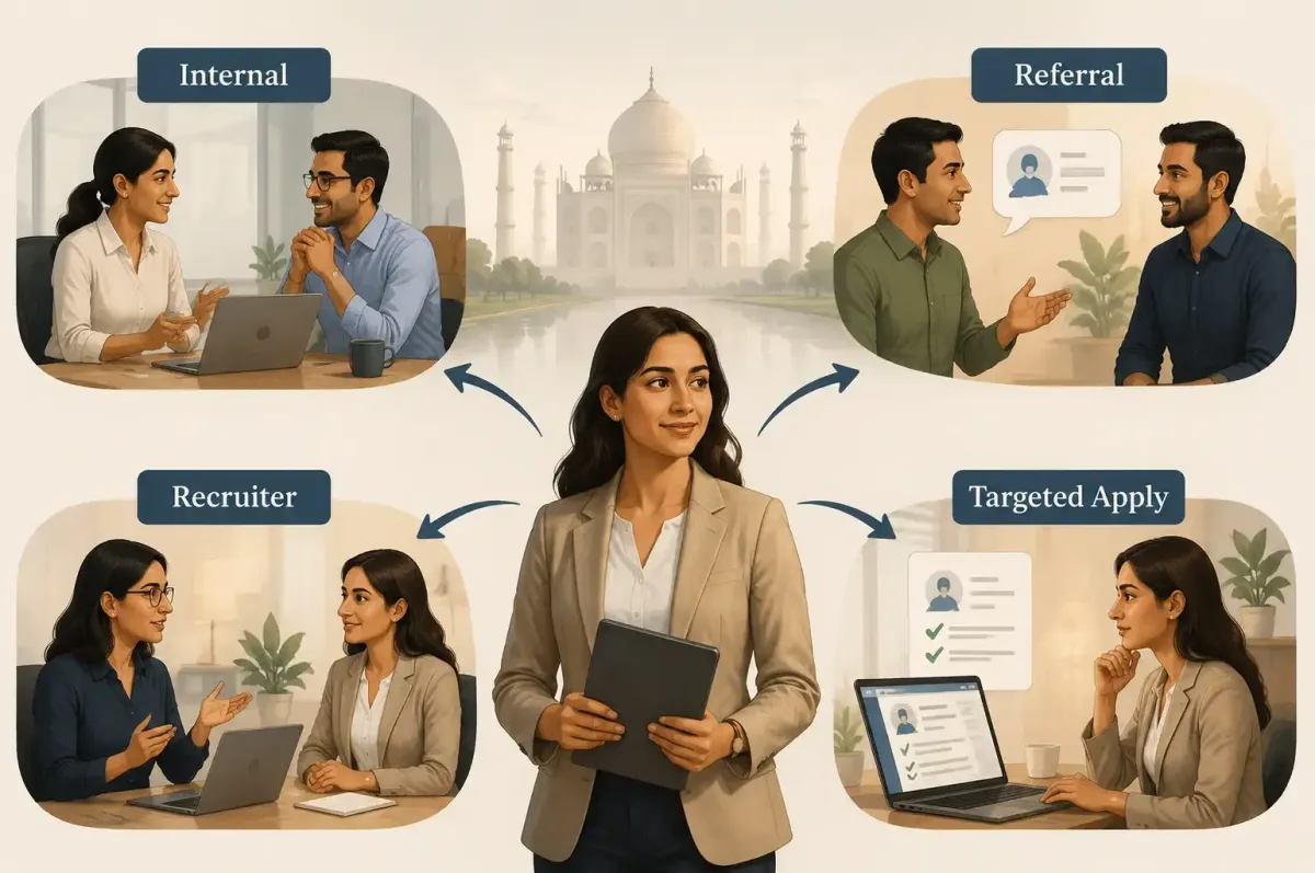 Returning NRI using internal mobility, referrals, recruiters and targeted applications