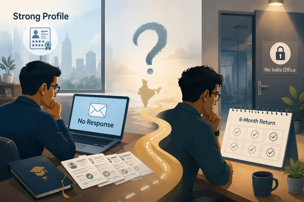 Two returning NRI professionals facing recruiter-response and relocation-timeline challenges
