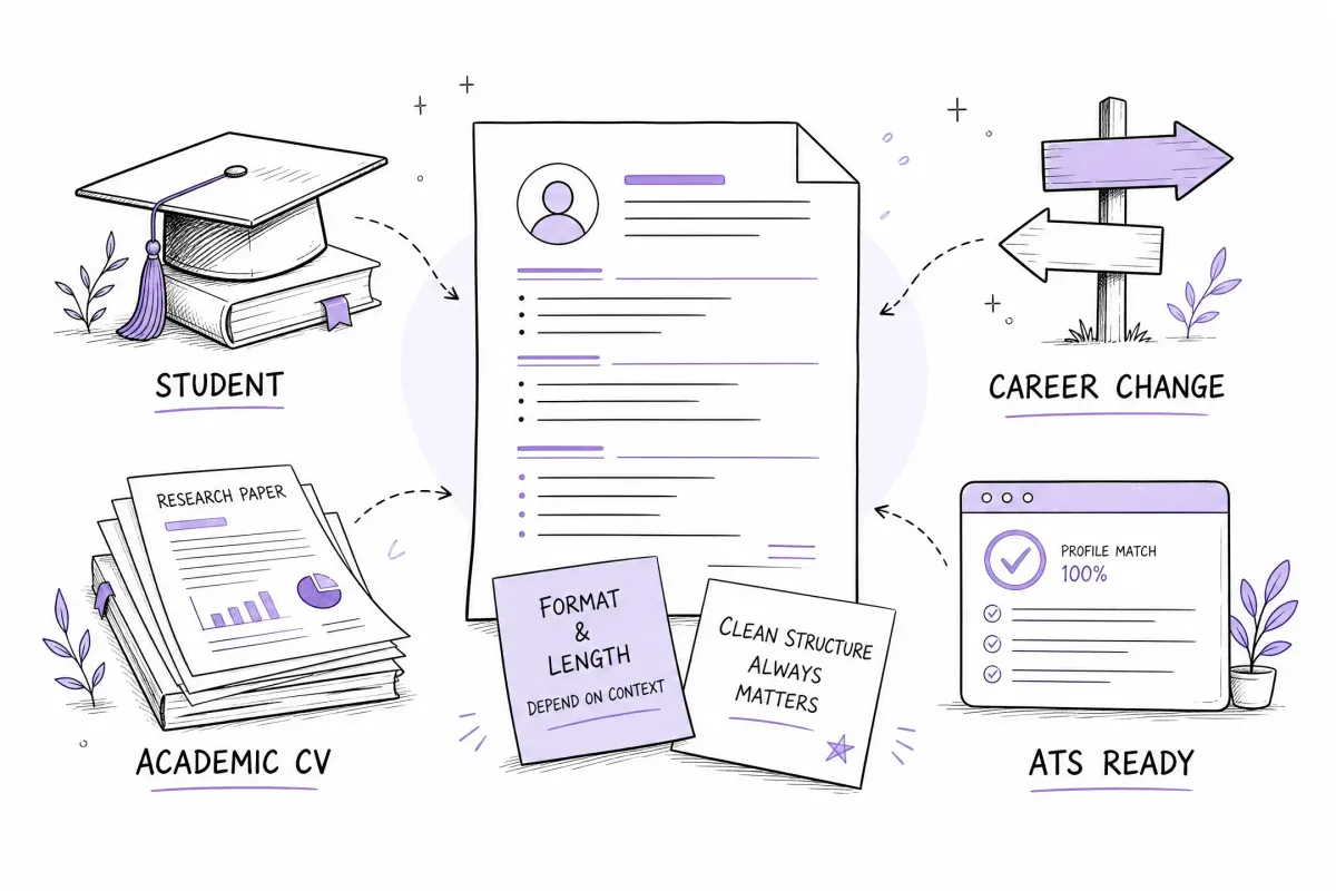 Resume special cases for students, graduate applicants, career changers, and ATS formatting
