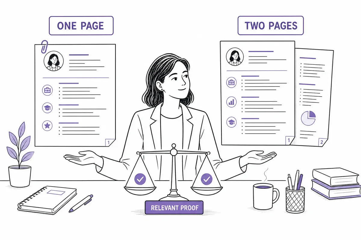 Resume comparison showing when a one-page or two-page resume is the better choice