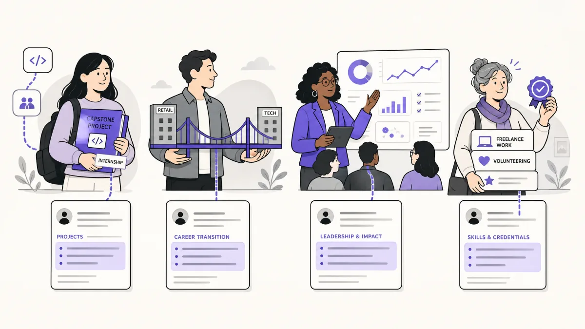 Resume skill evidence adapted to four different career stages