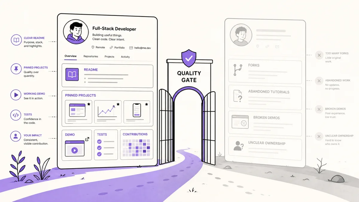 GitHub and portfolio quality gate for software engineer resumes