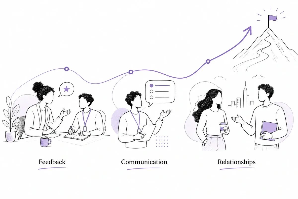 Intern building trust through feedback, communication, and professional relationships
