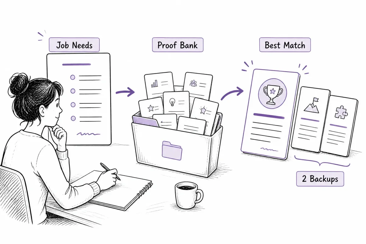 Job seeker matching job requirements with evidence to choose interview strengths
