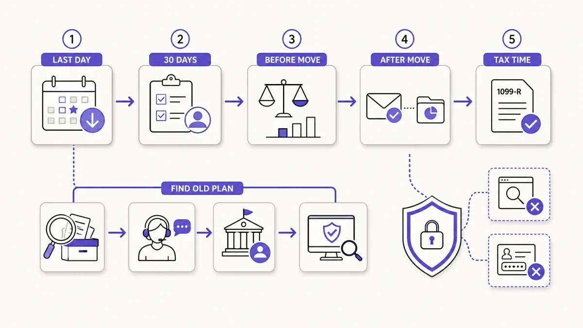 Timeline for managing a 401(k) transition and locating an account from an old job
