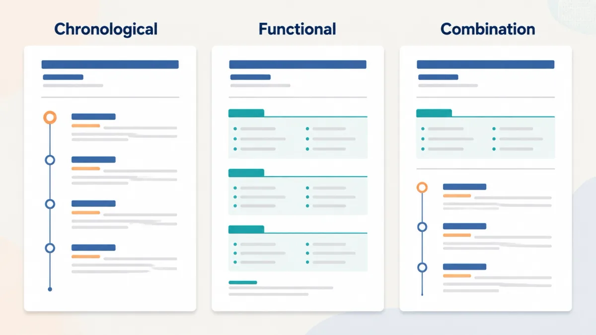 Comparison of chronological, functional, and combination resume formats