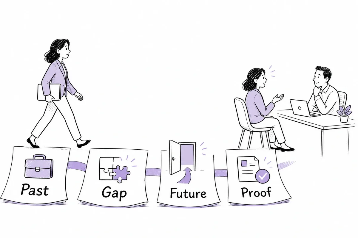 Past, Gap, Future and Proof framework for explaining a job change